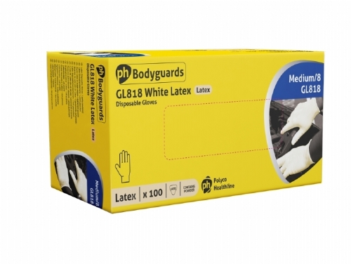 GL818 Bodyguards 4 Latex Lightly Powdered Disposable Gloves