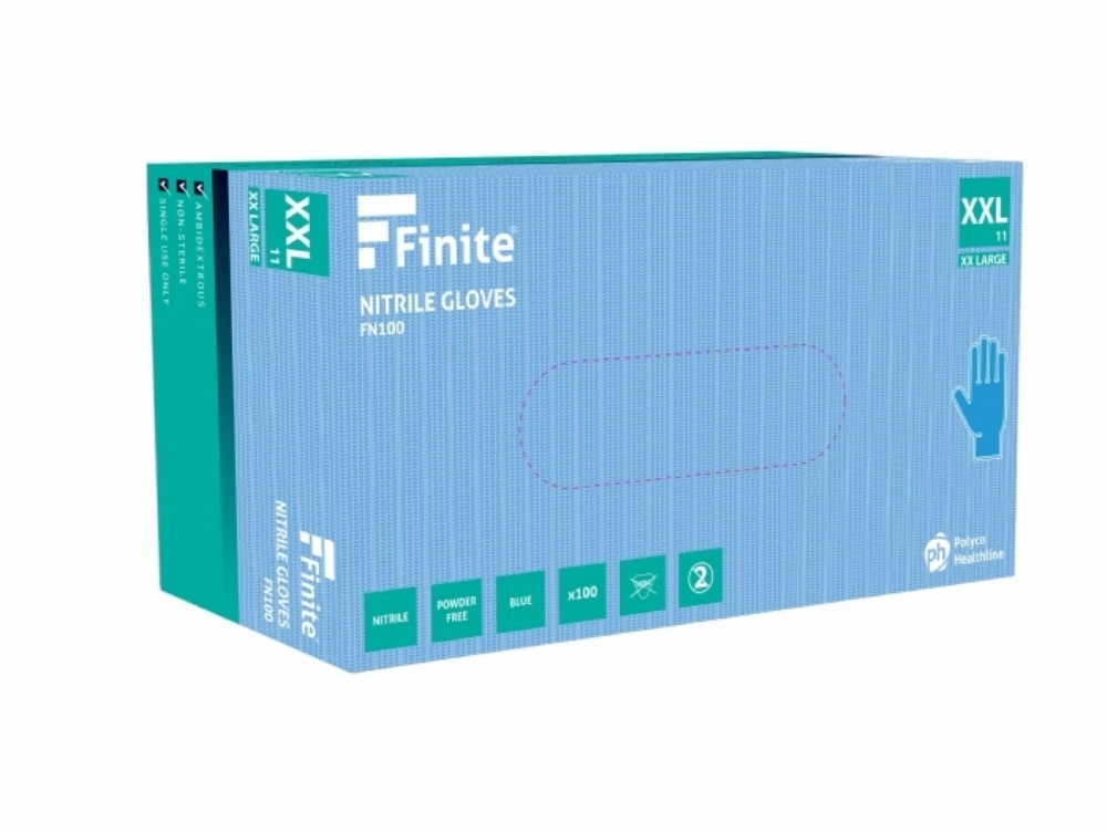 FN100 Finite Blue Powder Free Nitrile Gloves