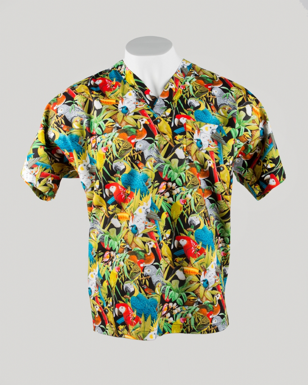 Jungle Birds Short Sleeve Scrub Top 100% Cotton