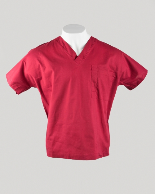 Burgundy Short Sleeve Scrub Top 100% Cotton