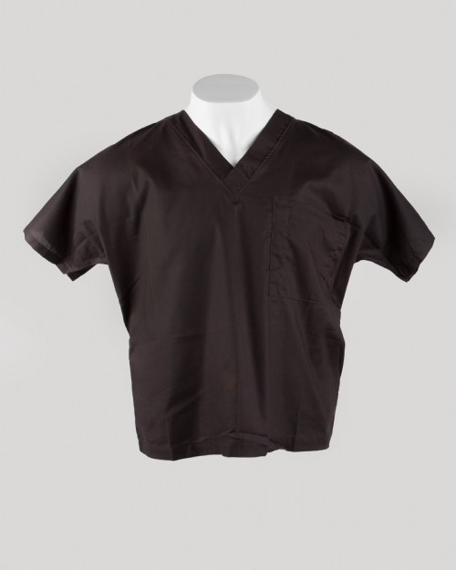 Black Short Sleeve Scrub Top 100% Cotton