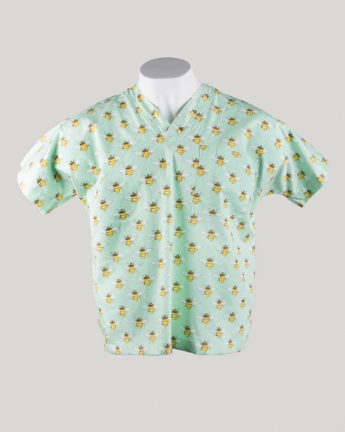 Bumble Bee Meadow Short Sleeve Scrub Top 100% Cotton