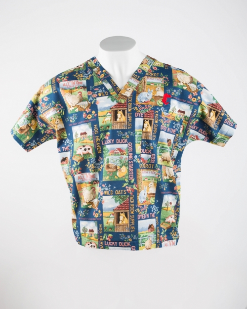 Farmyard Short Sleeve Scrub Top 100% Cotton