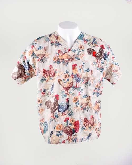 Chickens Short Sleeve Scrub Top 100% Cotton