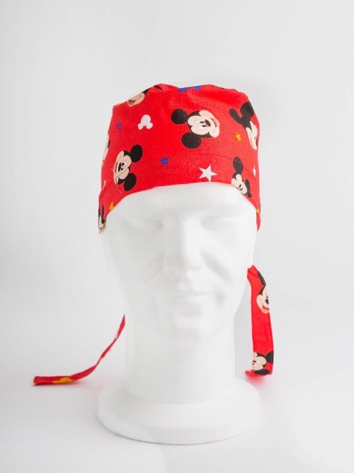 Disney Red Mickey Mouse Surgeons Hat 100% Cotton