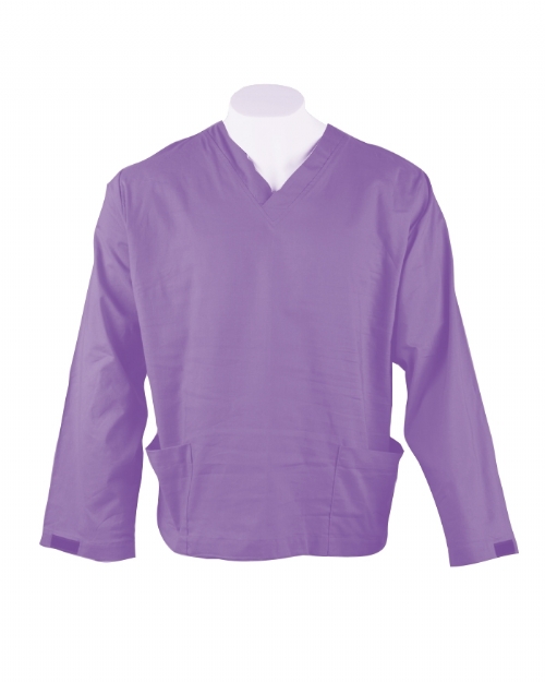 Lavender Long Sleeve Scrub Top Velcro Cuff 100% Cotton
