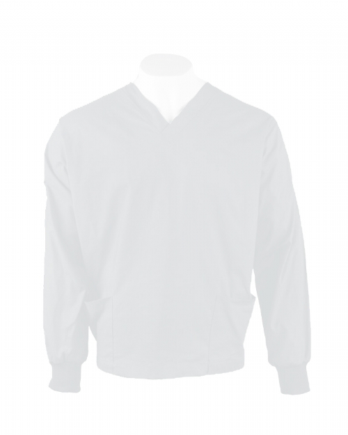 White Long Sleeve Scrub Top Elastic Cuff 100% Cotton