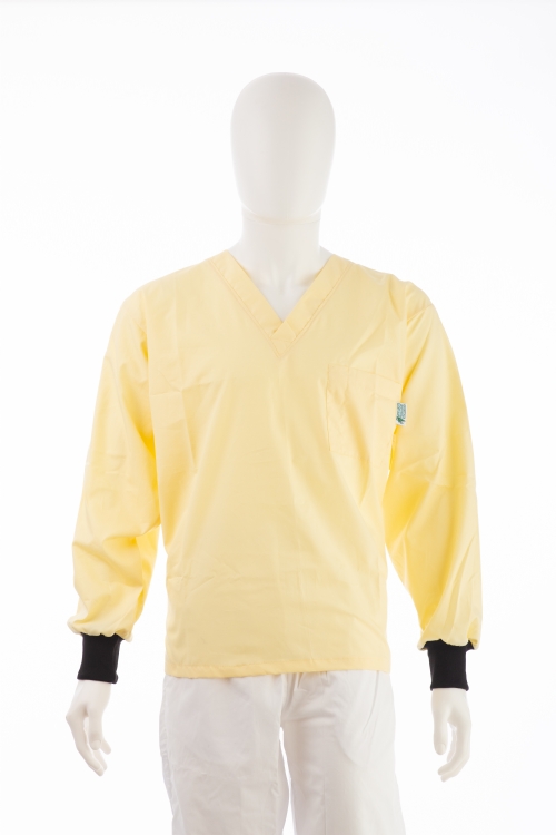 Lemon Long Sleeve Scrub Top Elastic Cuff 100% Cotton