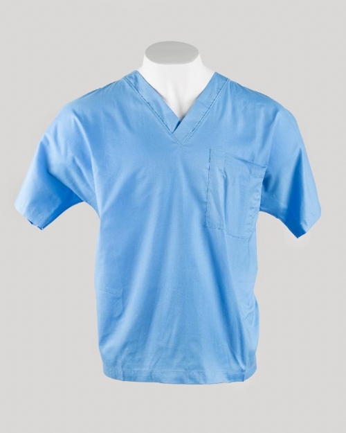 Hospital Blue Short Sleeve Scrub Top 100% Cotton