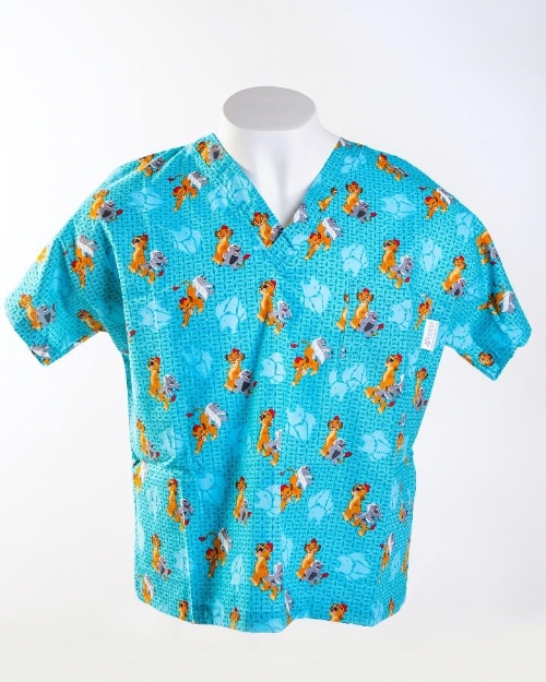 Disney Lion King II Short Sleeve Scrub Top 100% Cotton