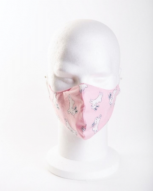 Pink Jumping Rabbits Face Mask 100% Cotton