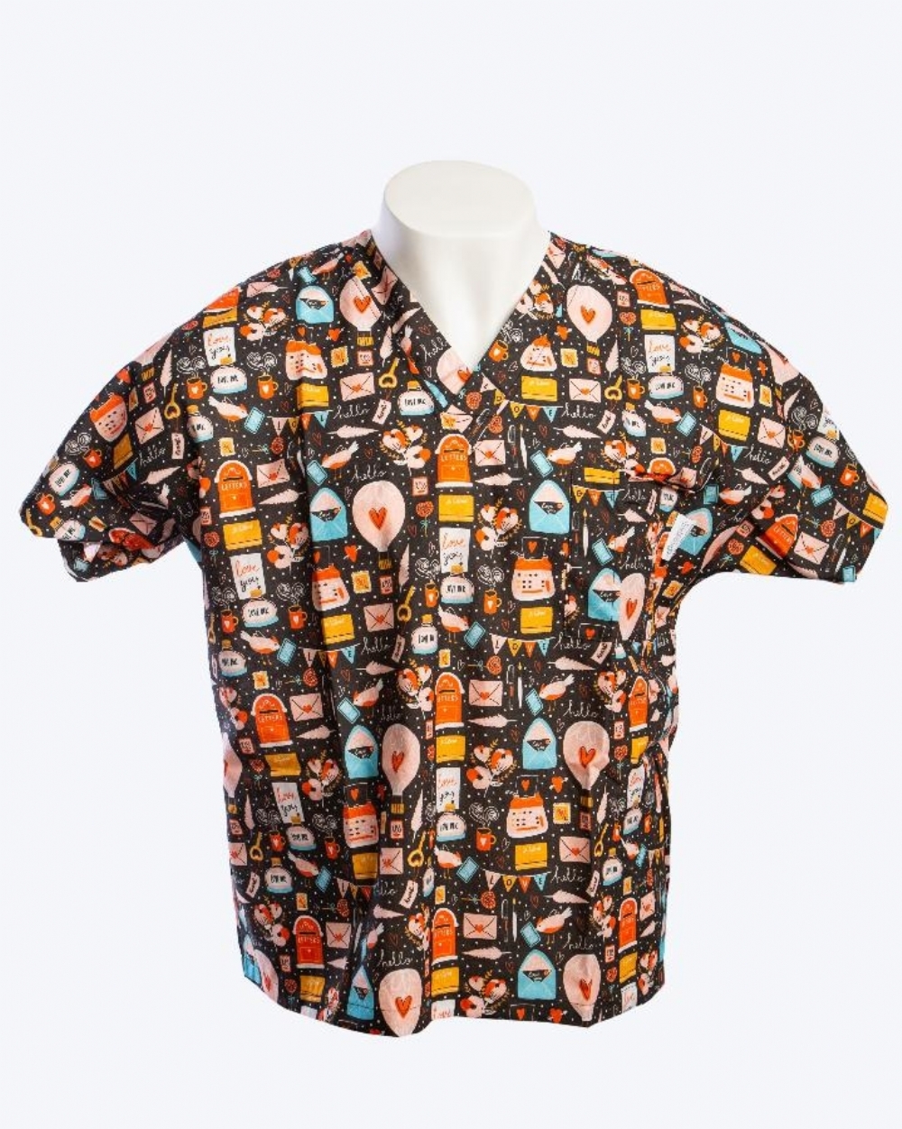 Little Johnny - Xmas Love Letters Short Sleeve Scrub Top 100% Cotton