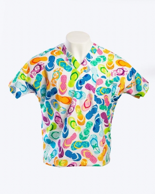Party On The Beach Short Sleeve Scrub Top 100% Cotton