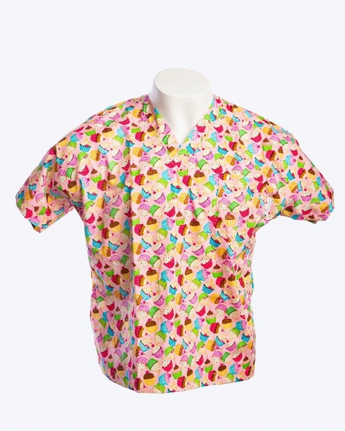 Cupcake Heaven Short Sleeve Scrub Top 100% Cotton