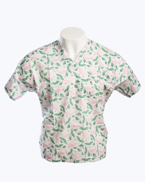 Pink Dove Short Sleeve Scrub Top 100% Cotton