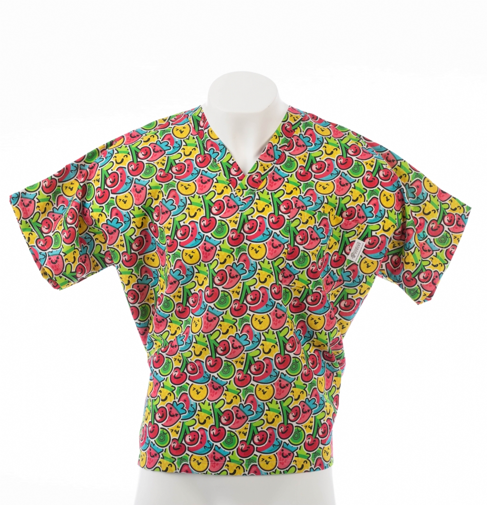 Merry Cherries Short Sleeve Scrub Top 100% Cotton