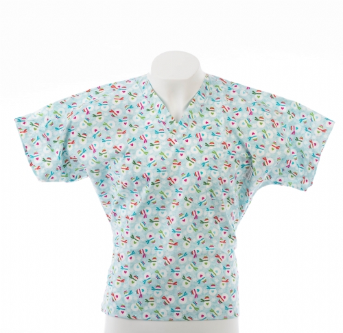  Snowman Love Short Sleeve Scrub Top 100% Cotton