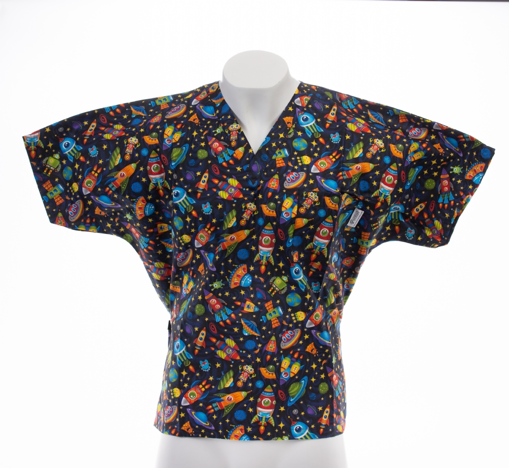 Intergalactic Short Sleeve Scrub Top 100% Cotton