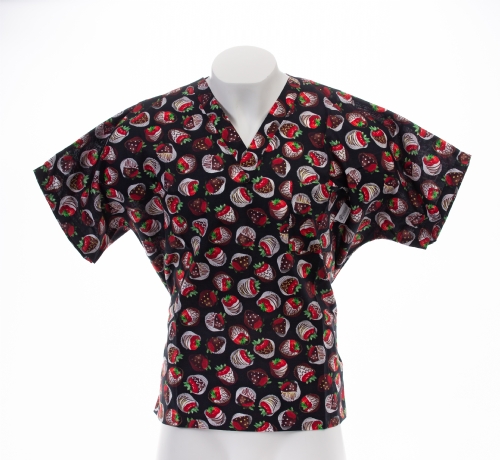 Strawberry Sweetness Short Sleeve Scrub Top 100% Cotton