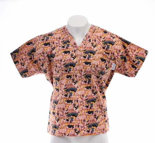 Piggy In The Middle Short Sleeve Scrub Top 100% Cotton