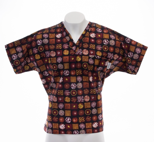 Chocolate Truffle Short Sleeve Scrub Top 100% Cotton