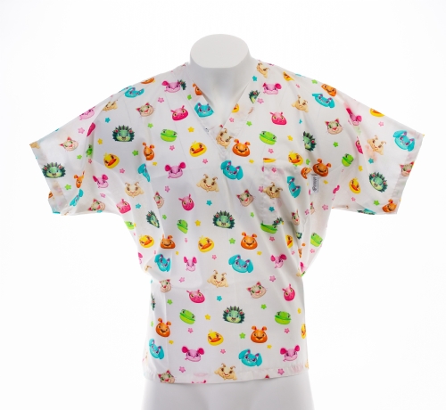 Friendly Faces Short Sleeve Scrub Top 100% Cotton