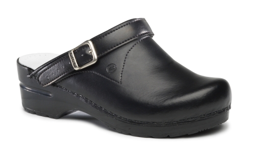 Toffeln FlexiKlog - Black with heel strap<br/>Size: 12<br/>Colour: Black