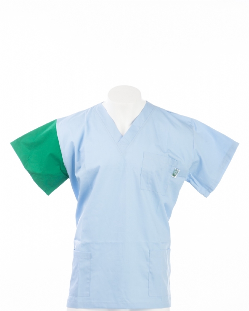 Green Sleeve Colour Coded Short Sleeve Scrub Top 100% Cotton