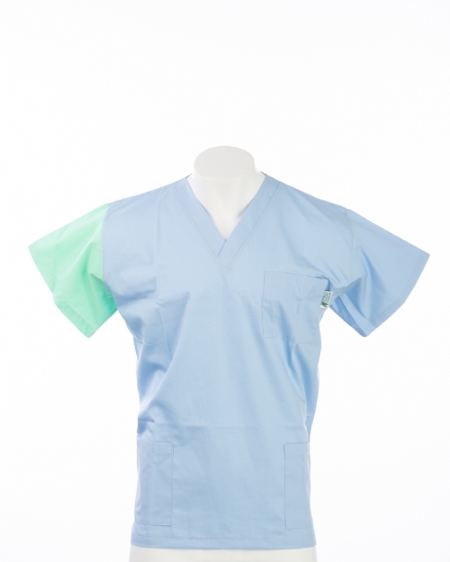 Mint Green Sleeve Colour Coded Short Sleeve Scrub Top 100% Cotton