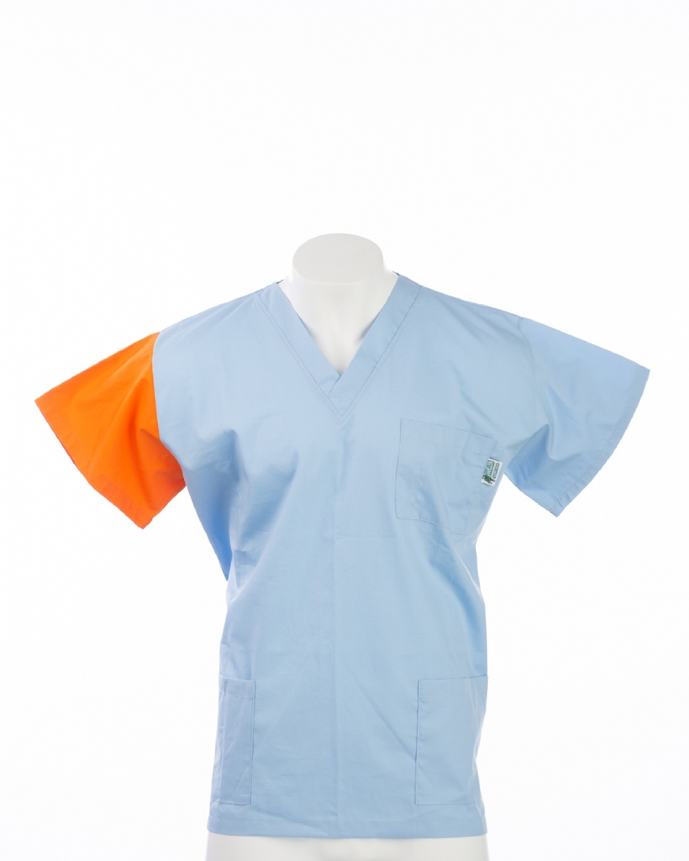 Orange Sleeve Colour Coded Short Sleeve Scrub Top 100% Cotton