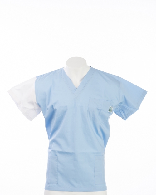 White Sleeve Colour Coded Short Sleeve Scrub Top 100% Cotton