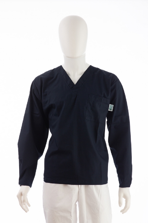 Midnight Long Sleeve Scrub Top Velcro Cuff 100% Cotton