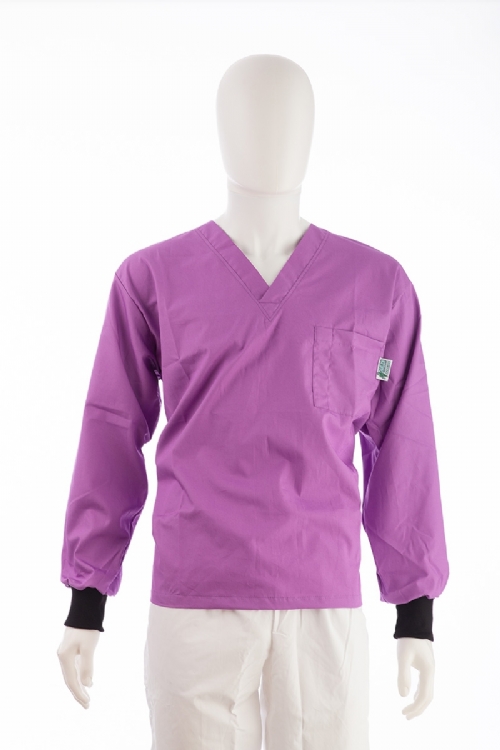 Lotus Long Sleeve Scrub Top Elastic Cuff 100% Cotton