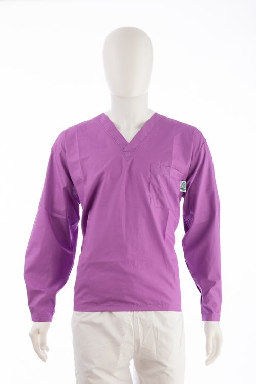 Lotus Long Sleeve Scrub Top Velcro Cuff 100% Cotton