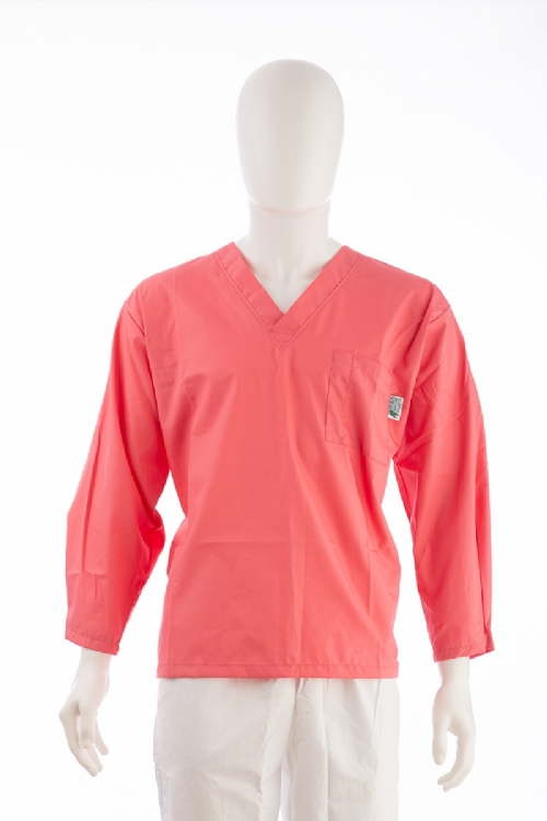 Blush Long Sleeve Scrub Top Velcro Cuff 100% Cotton