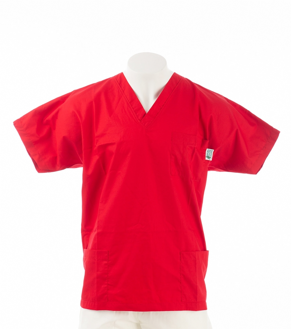 Scarlet Short Sleeve Scrub Top with Side Pockets 100% Cotton