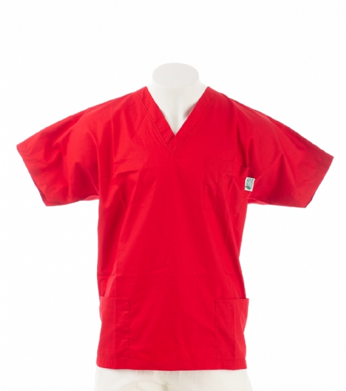 Scarlet Short Sleeve Scrub Top with Side Pockets 100% Cotton
