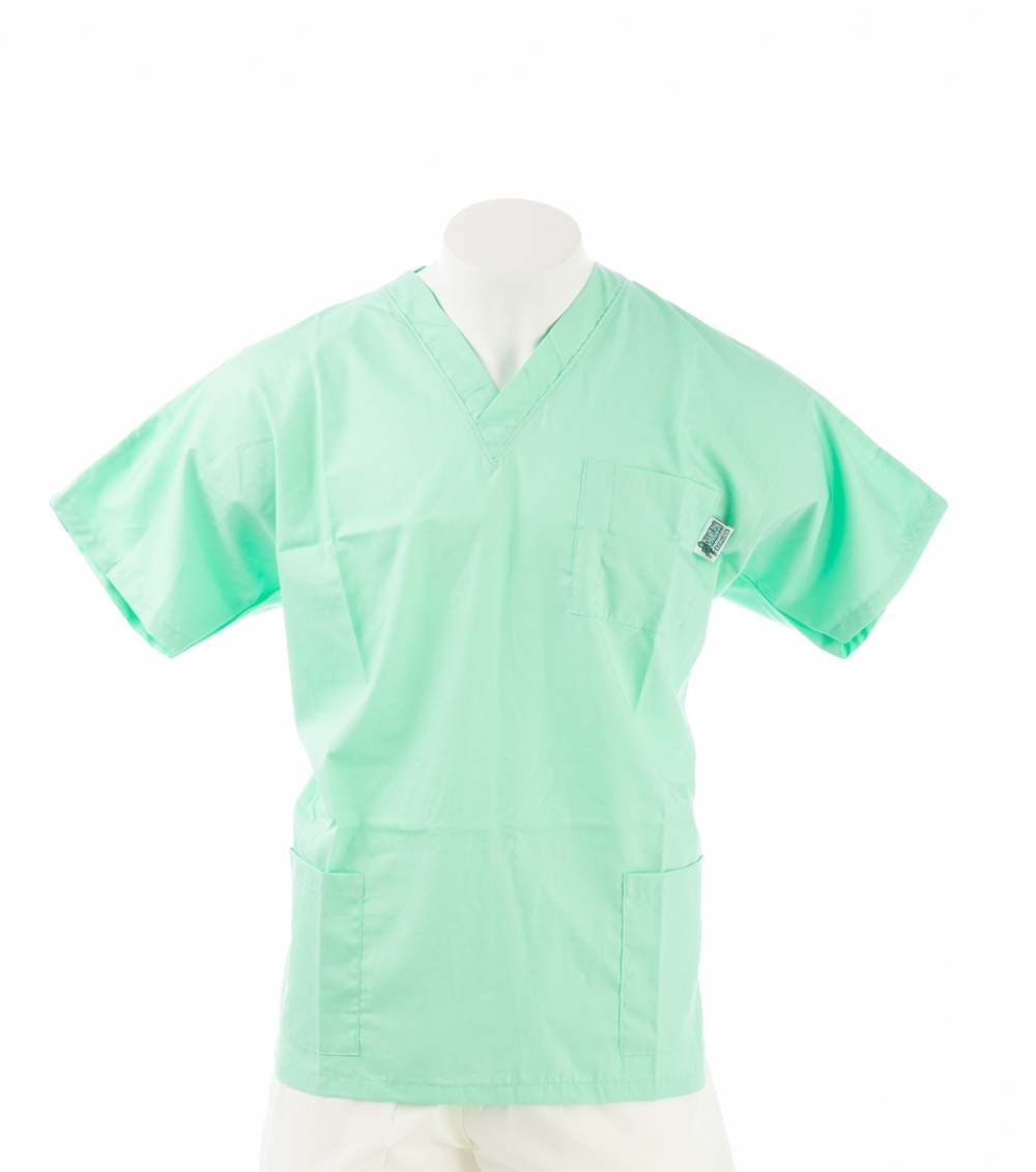 Pistachio Short Sleeve Scrub Top with Side Pockets 100% Cotton