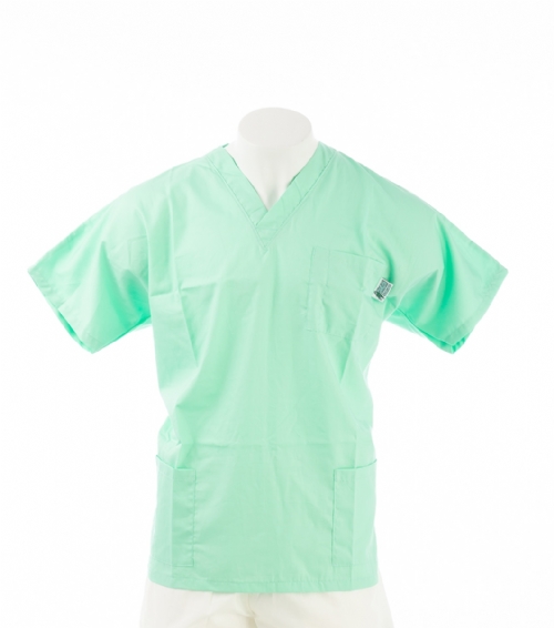  Pistachio Short Sleeve Scrub Top with Side Pockets 100% Cotton
