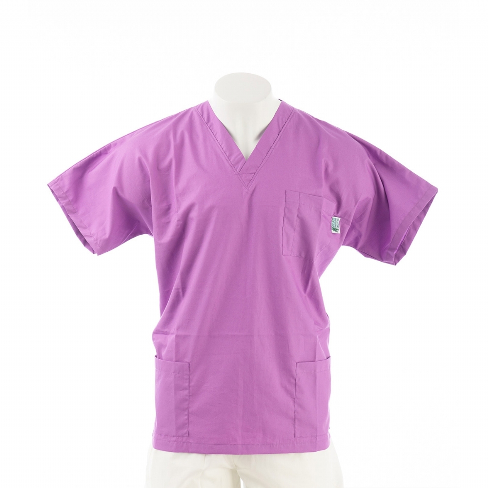 Lotus Short Sleeve Scrub Top with Side Pockets 100% Cotton