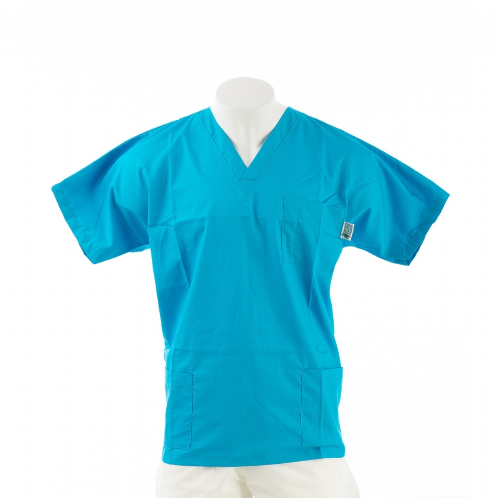 Peacock Short Sleeve Scrub Top with Side Pockets 100% Cotton
