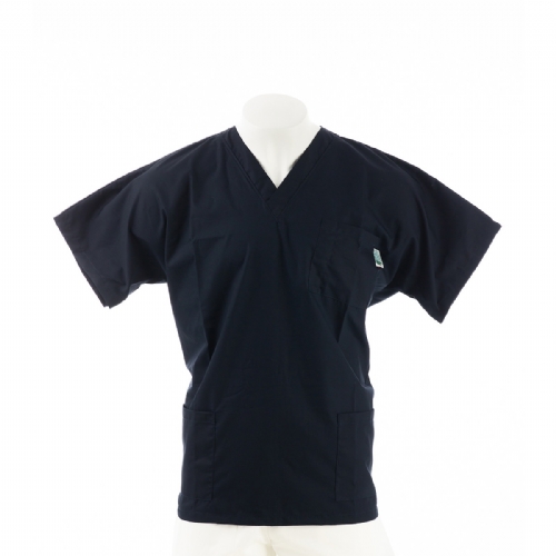  Midnight Short Sleeve Scrub Top with Side Pockets 100% Cotton