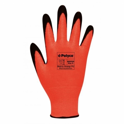 ASTMOP (Pack of 48 pairs) Matrix Orange PU Reusable Gloves 