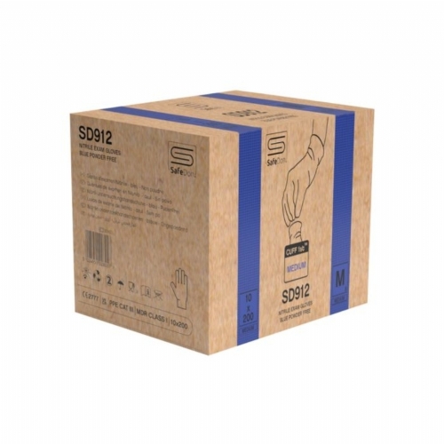 Polyco SafeDon SD912 Blue Nitrile Powder-Free Exam Gloves – Latex Free Medical PPE