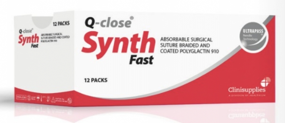 Q-close SYNTH Fast Absorbable Polyglactin 910 Suture – USP 3-0 – 45 cm – Undyed – 1/2 Circle Conventional Cutting Precision 22 mm Needle (Box of 12)