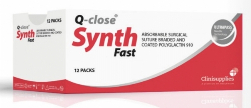 Q-close SYNTH Fast Absorbable Polyglactin 910 Suture – USP 0 – 90 cm – Undyed – 1/2 Circle Taper Point 40 mm Needle (Box of 12)