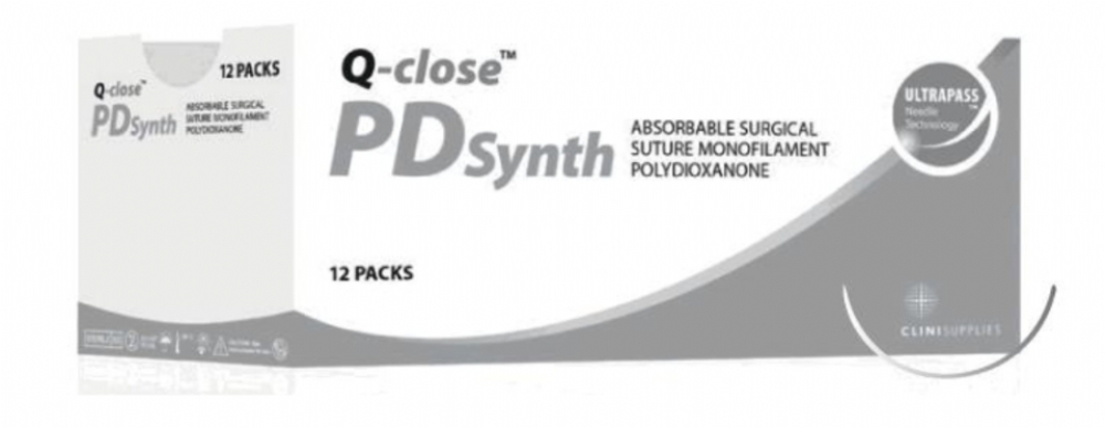 Q-close PDS Absorbable Polydioxanone Surgical Suture – USP 3-0 – 90 cm – Violet – 1/2 Circle Non-Cutting Taper Point Double Armed 30 mm Needles (Box of 12)