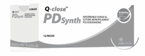 Q-close PDS Absorbable Polydioxanone Surgical Suture – USP 2-0 – 75 cm – Violet – 1/2 Circle Tapercut 26 mm Needle (Box of 12)