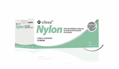 Q-close Nylon Non-Absorbable Monofilament Nylon Surgical Suture – USP 2 – 100 cm – Blue – 3/8 Circle Conventional Cutting 90 mm Needle (Box of 12)