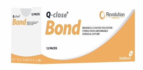 Q-close Bond Non-Absorbable Braided Polyester Surgical Suture – USP 5-0 – 60 cm – Green – 1/2 Circle Non-Cutting Taper Point Double Armed 17 mm Needles (Box of 12)